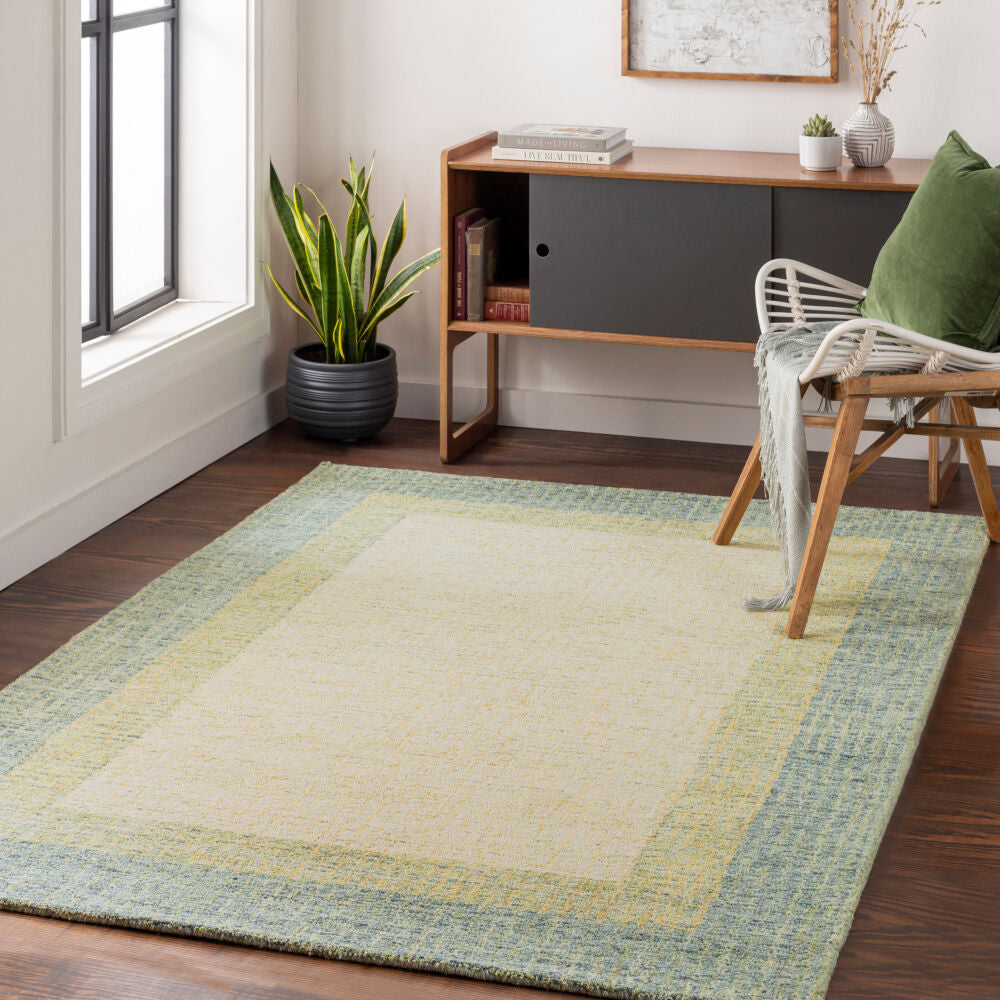 Elena Cream/Light Olive Handmade Rug - roomscene