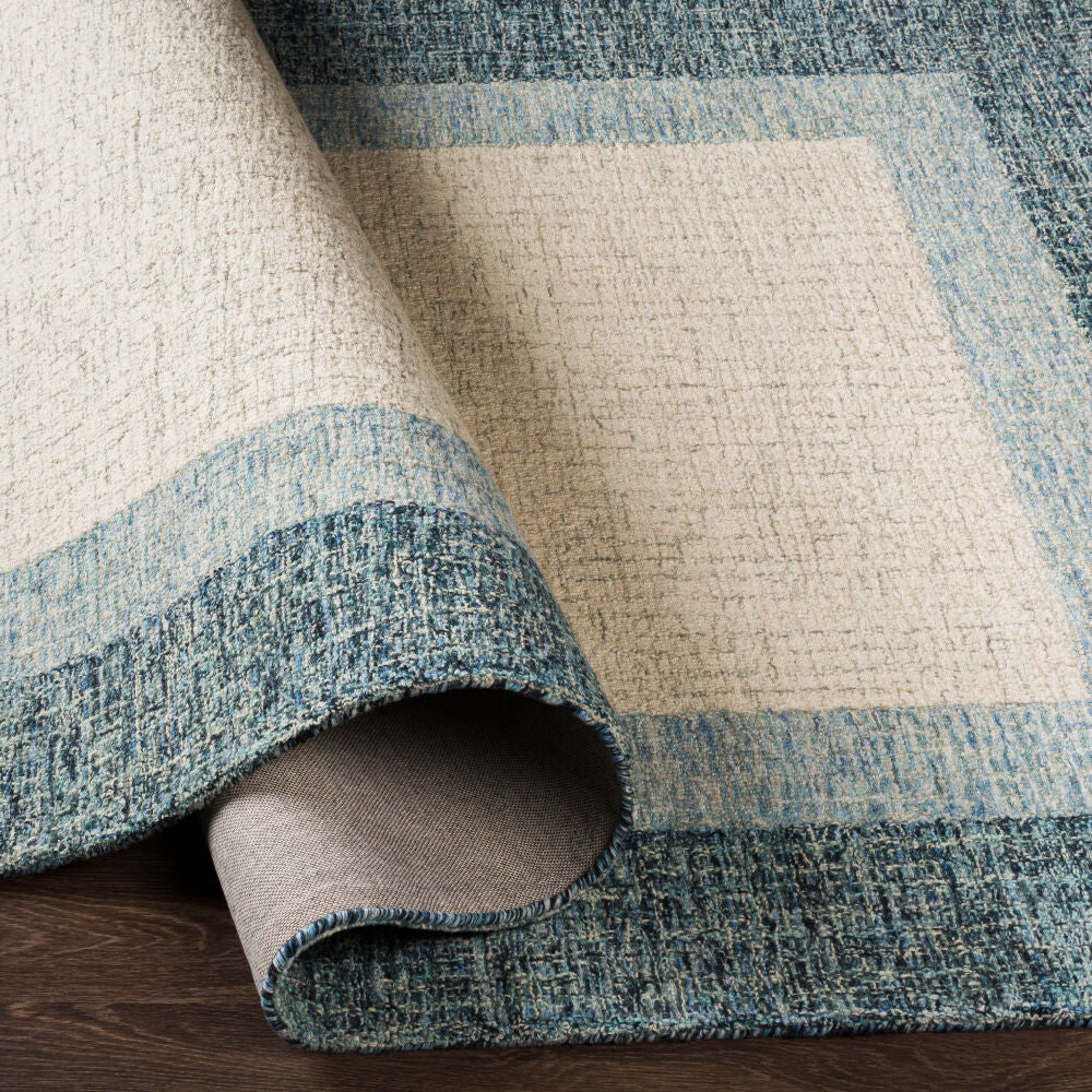 Elena Cream/Teal Handmade Rug EAE-2303 - fold