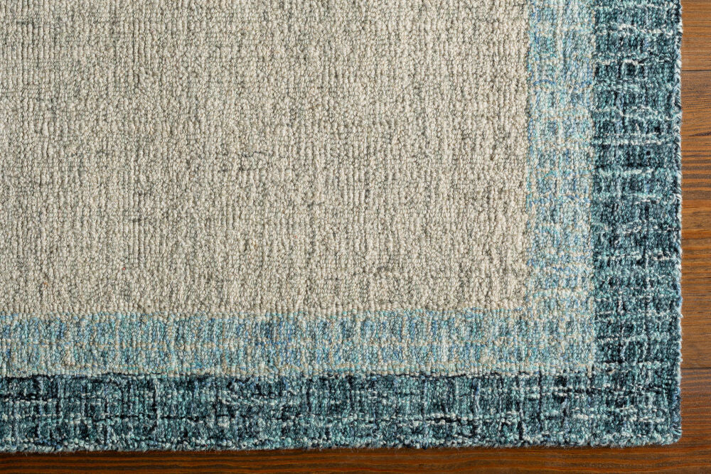 Elena Cream/Teal Handmade Rug EAE-2303 - overhead
