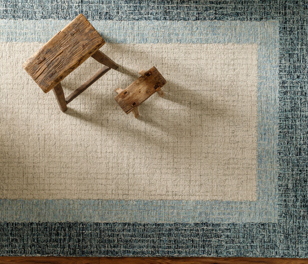 Elena Cream/Teal Handmade Rug EAE-2303 - styleshot