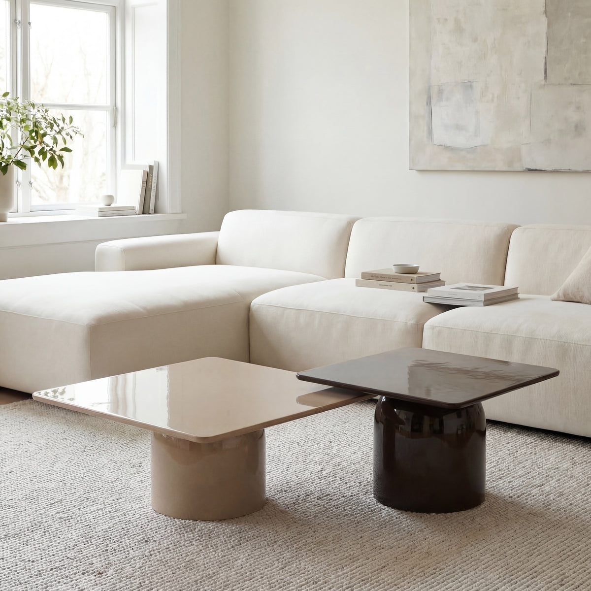 Alessia Nesting Coffee Tables, Tall Deep Umber Brown / Short Latte Taupe by Urbia - detail 2