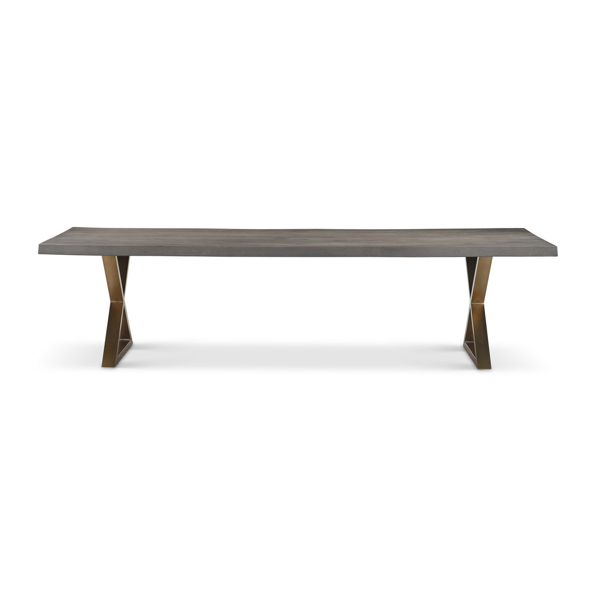 Brooks Dining Table X Base 40" x 116" Sandblasted Grey Top - Brass Base by Urbia - product view
