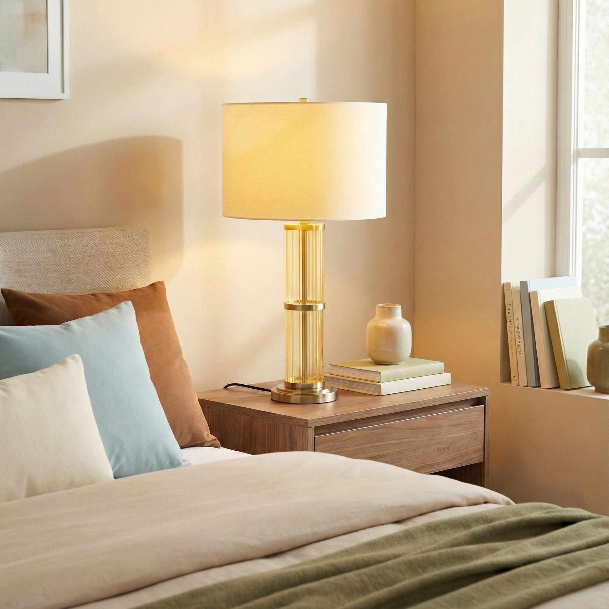 Echo Table Lamp | Brushed Nickel and Clear Glass Body