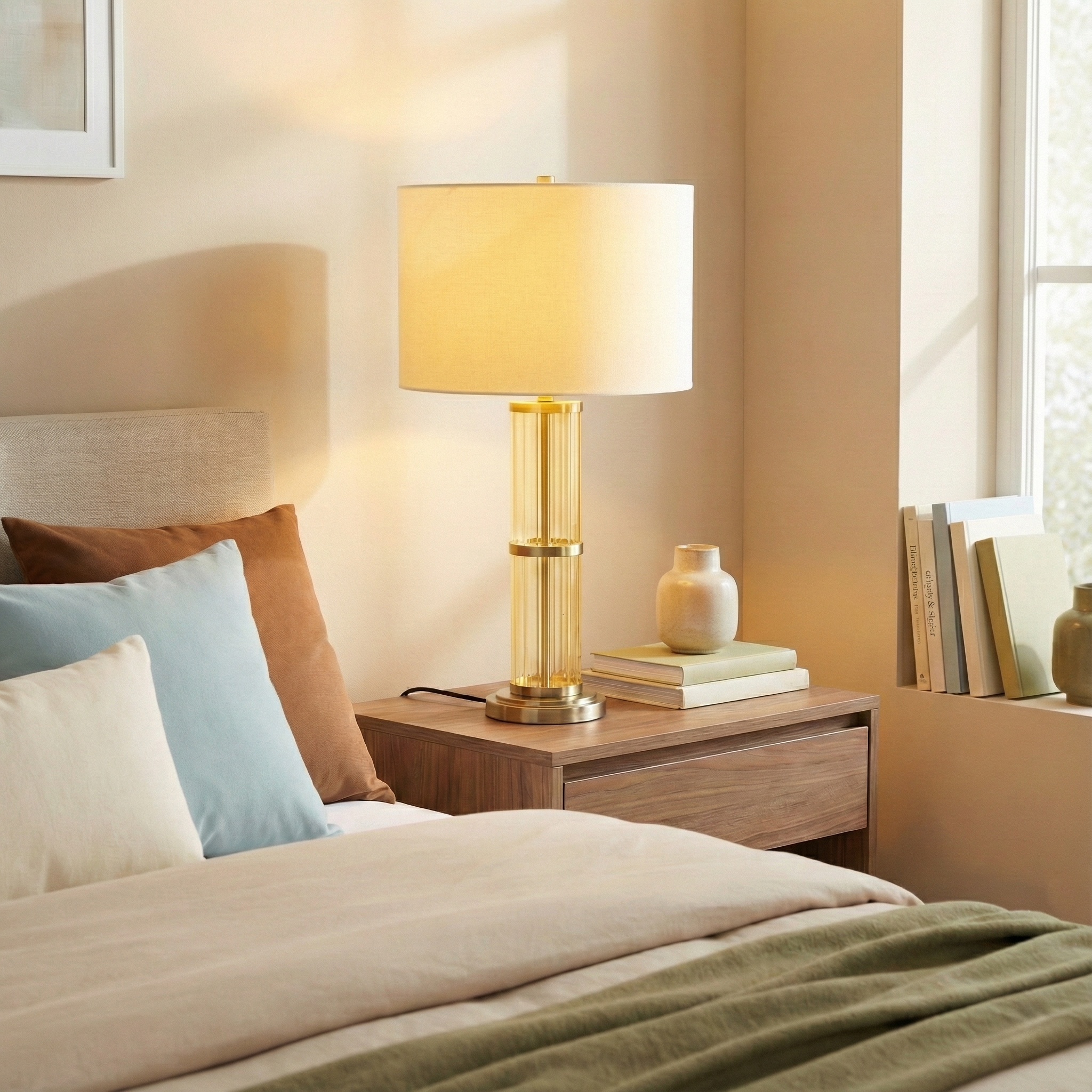 Echo Table Lamp | Brushed Nickel and Clear Glass Body