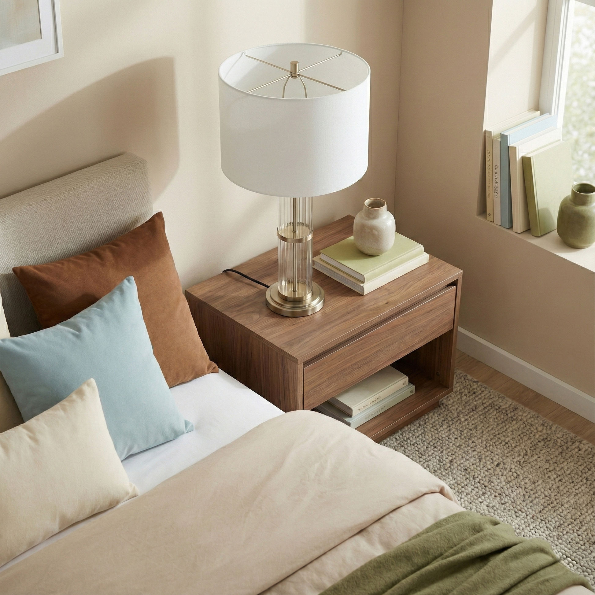 Echo Table Lamp | Brushed Nickel and Clear Glass Body