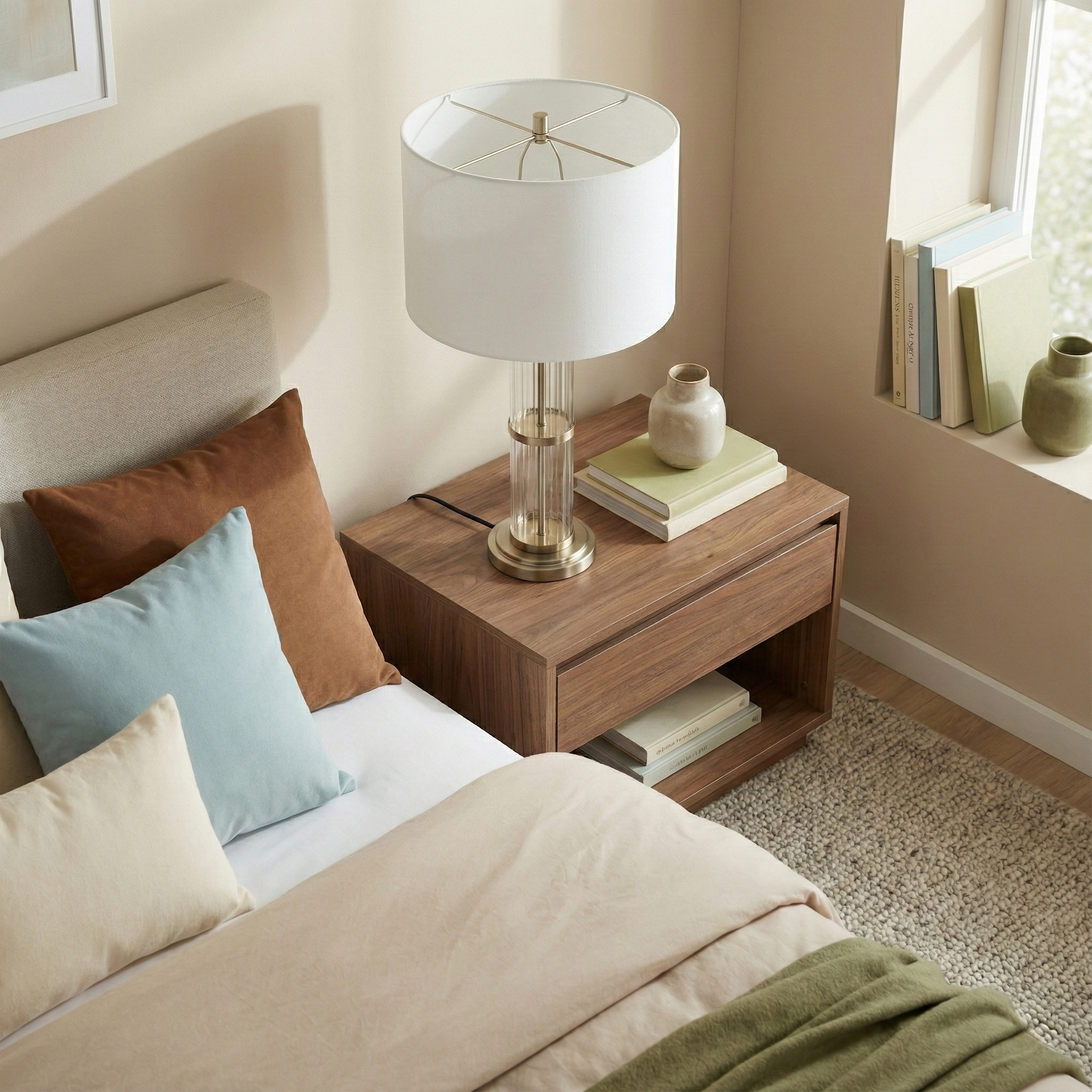Echo Table Lamp | Brushed Nickel and Clear Glass Body