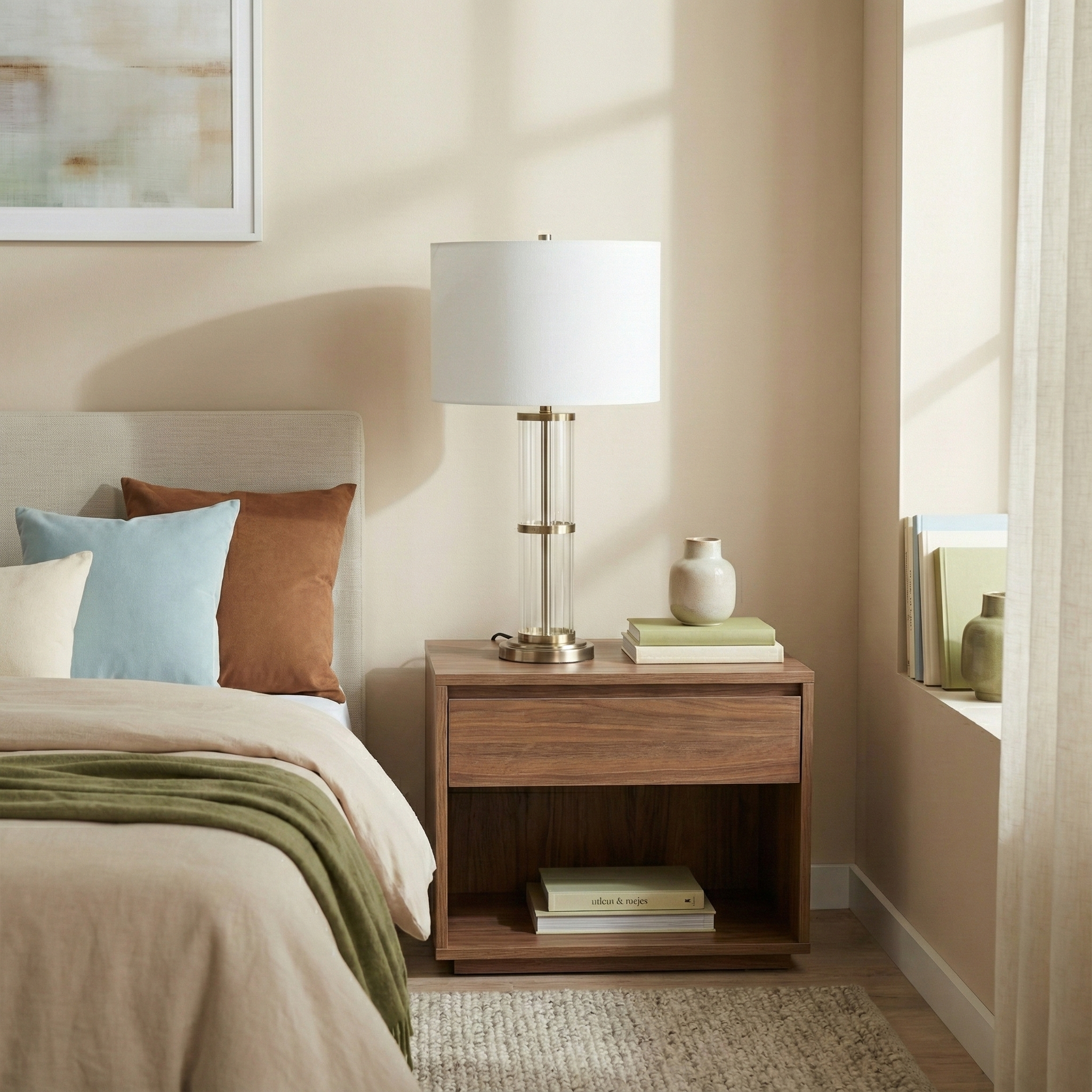 Echo Table Lamp | Brushed Nickel and Clear Glass Body