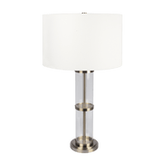 Echo Brushed Nickel Table Lamp with On/Off Switch Clear Glass Body  Metal Base