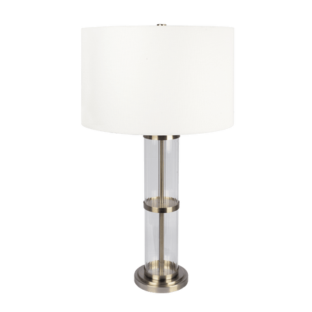 Echo Brushed Nickel Table Lamp with On/Off Switch Clear Glass Body  Metal Base - 16"