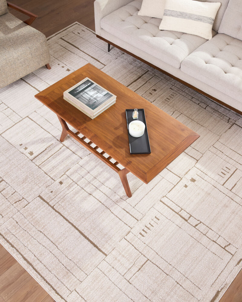 Alma Dark Brown/Taupe Machine Woven Rug EDAL-2300 - roomscene