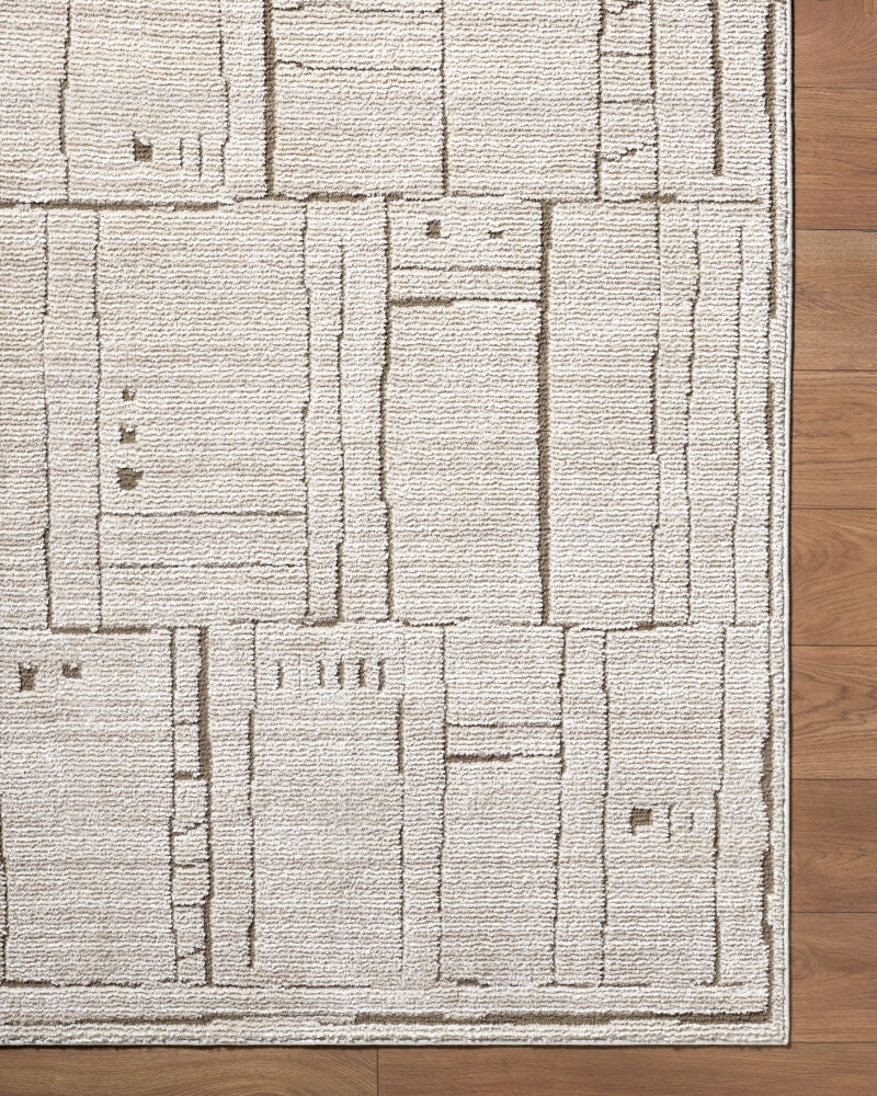Alma Dark Brown/Taupe Machine Woven Rug EDAL-2300 - overhead