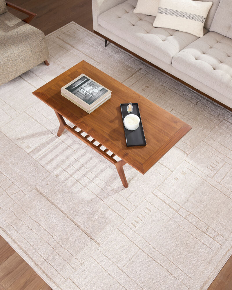 Alma Ivory/Taupe Machine Woven Rug - roomscene