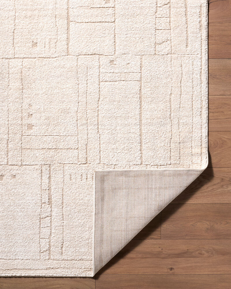Alma Ivory/Taupe Machine Woven Rug - fold