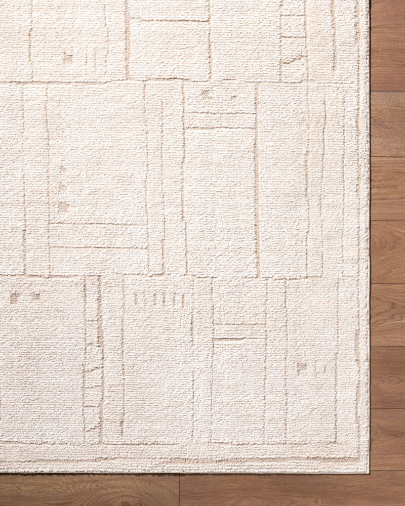Alma Ivory/Taupe Machine Woven Rug - overhead