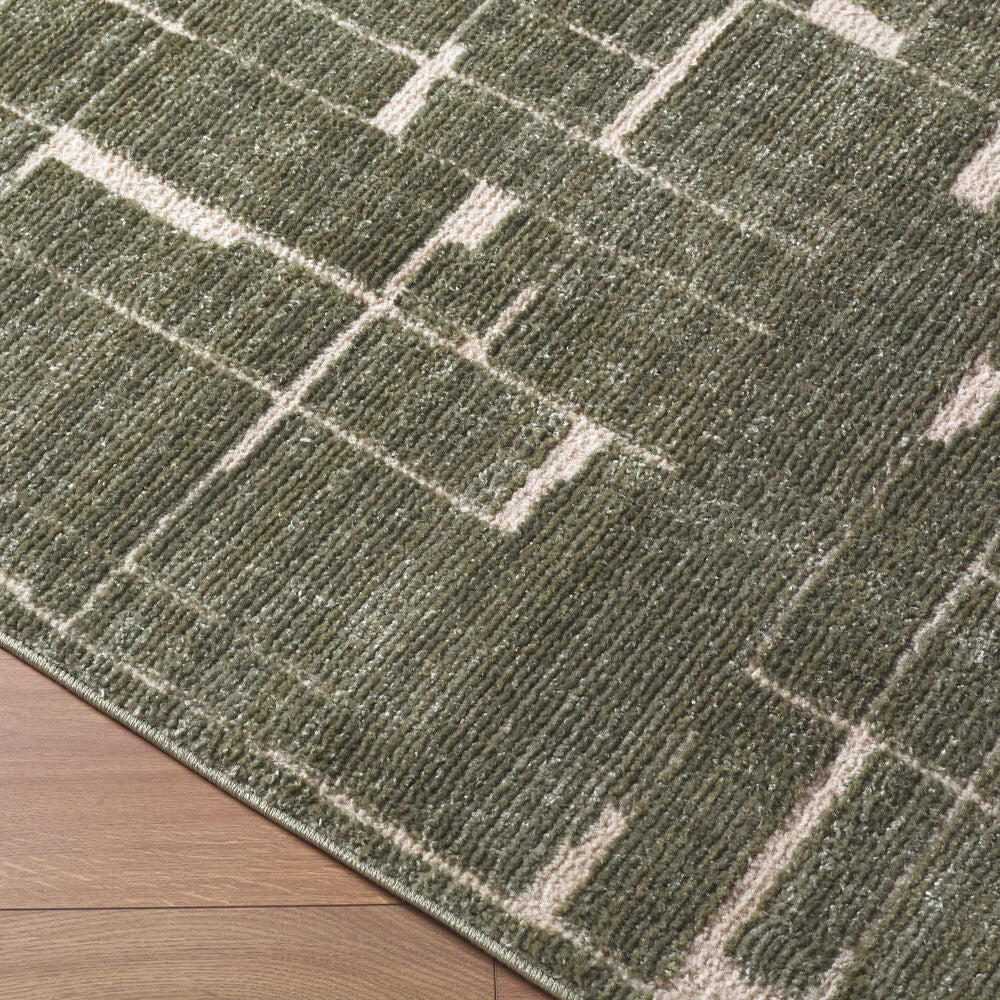 Alma Medium Brown/Olive Machine Woven Rug - corner