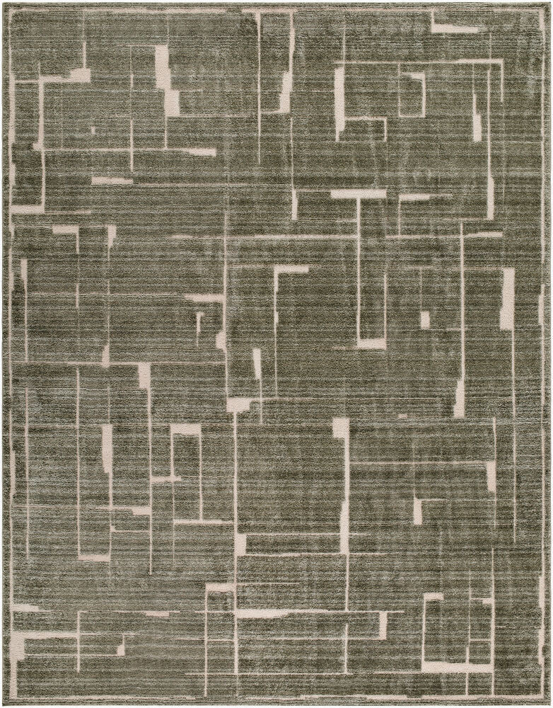 Alma Medium Brown/Olive Machine Woven Rug - 5'3" x 7'