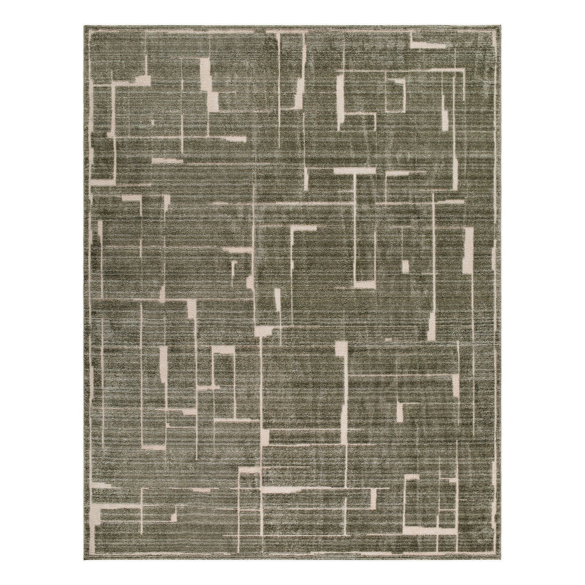 Alma Medium Brown/Olive Machine Woven Rug - 5'3" x 7'