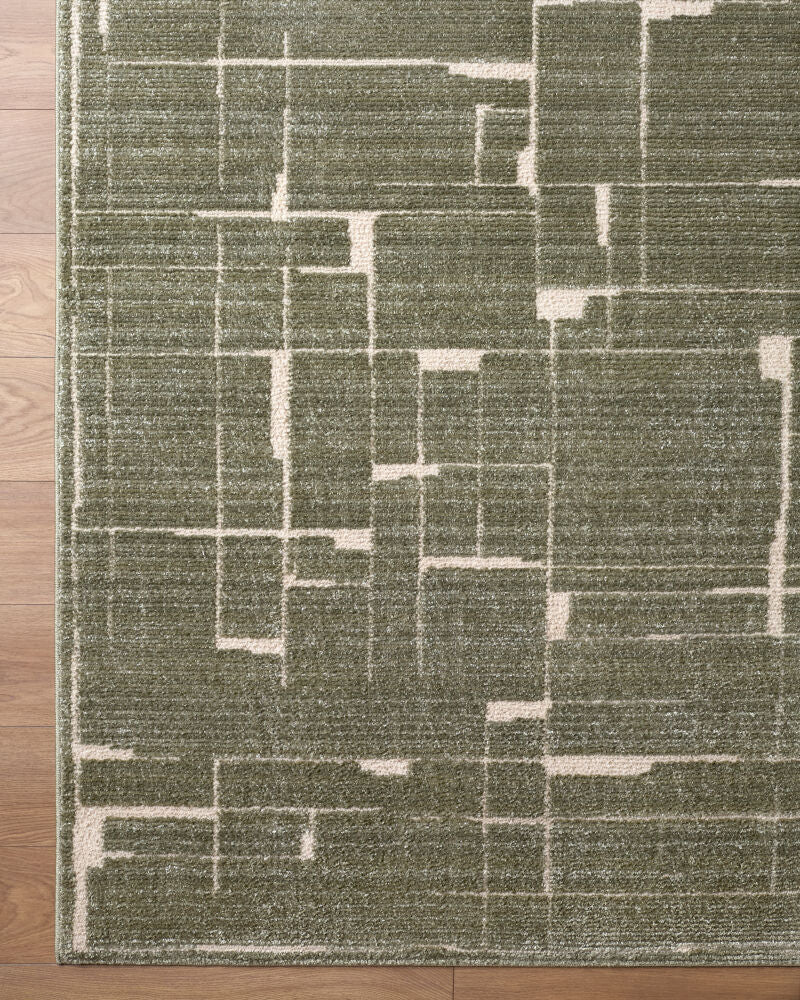Alma Medium Brown/Olive Machine Woven Rug - overhead