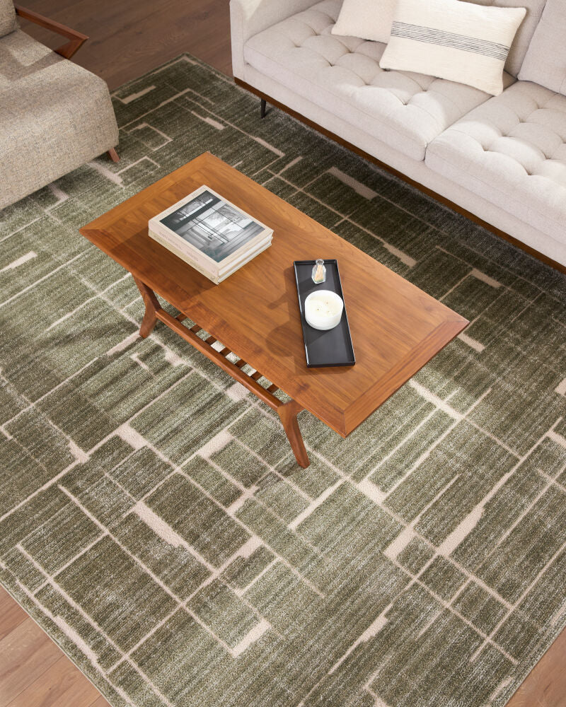 Alma Medium Brown/Olive Machine Woven Rug - roomscene