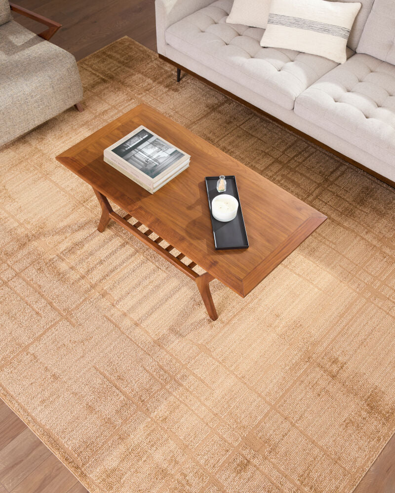 Alma Tan Machine Woven Rug - roomscene
