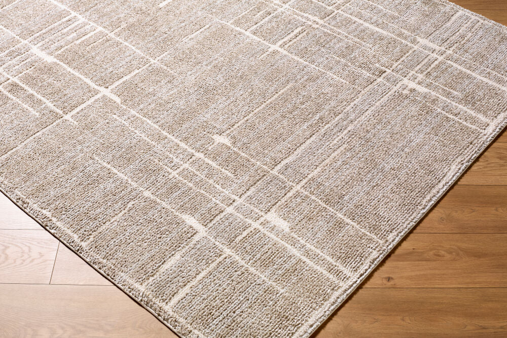 Alma Medium Brown/Taupe Machine Woven Rug - corner