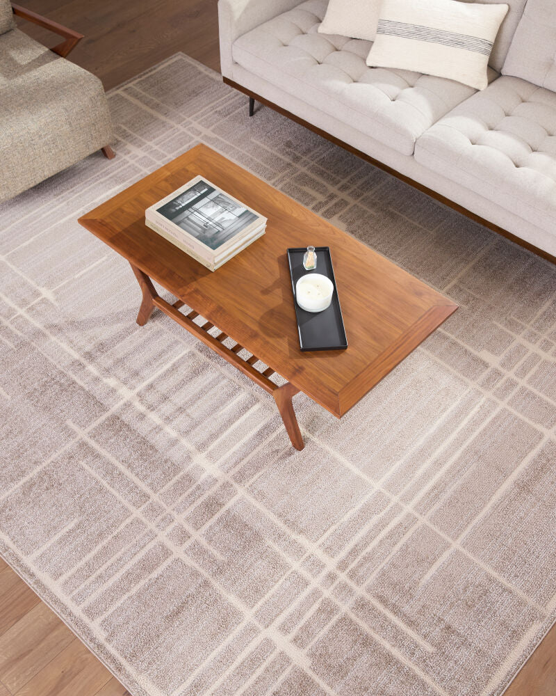 Alma Medium Brown/Taupe Machine Woven Rug - roomscene
