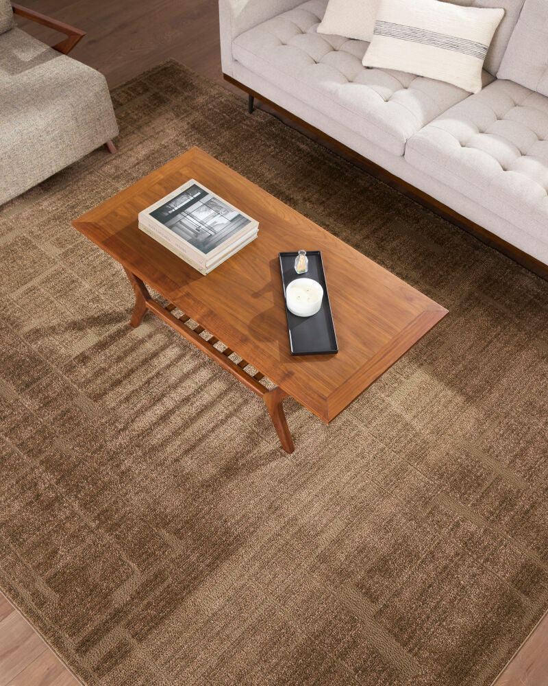 Alma Dark Brown Machine Woven Rug - roomscene