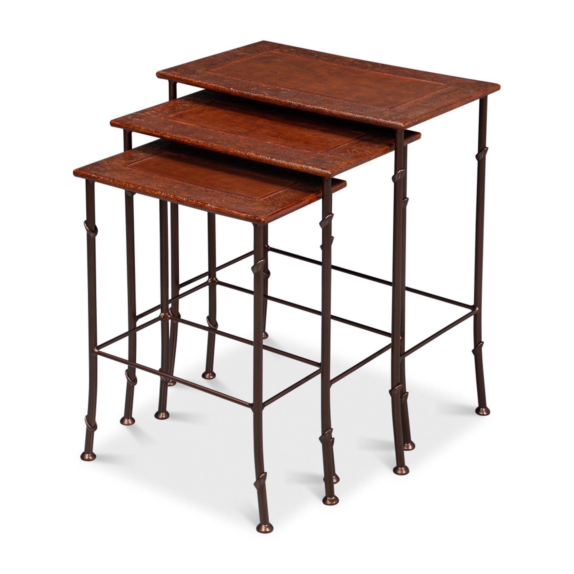 Kew Gardens Leather Nesting Tables by Sarreid Ltd