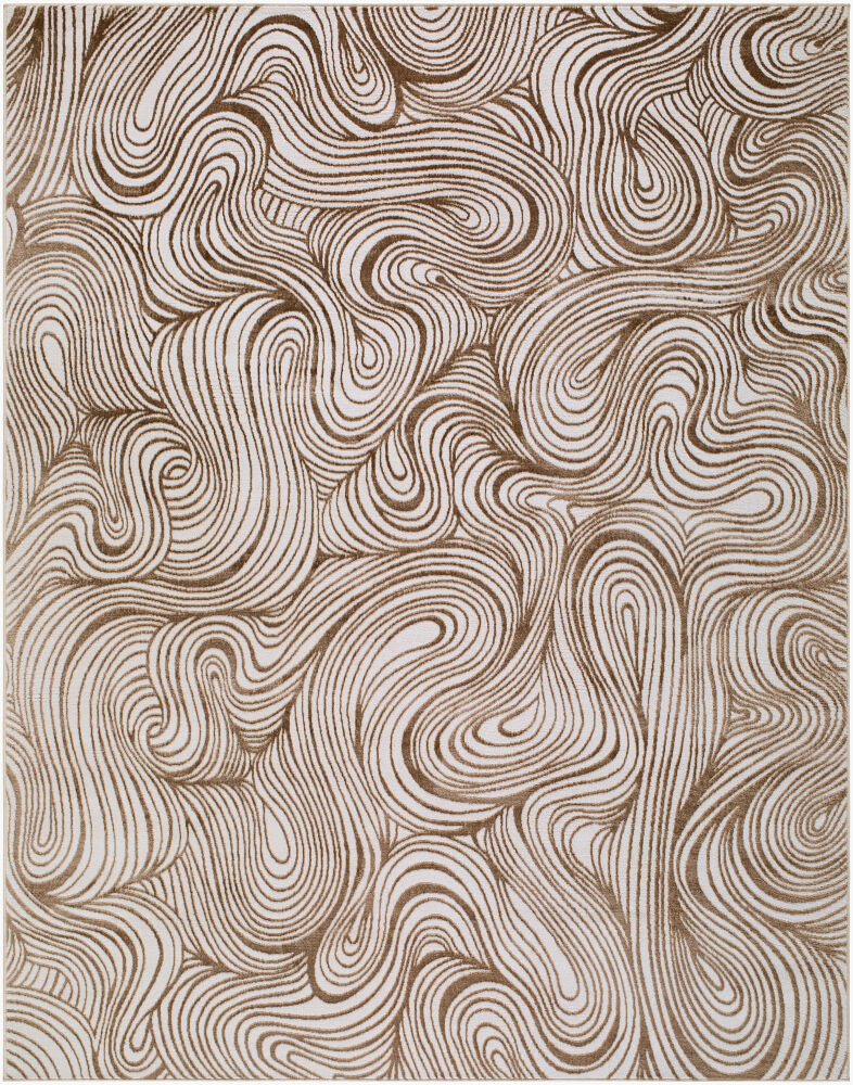 Grenelle Dark Brown/Taupe Machine Woven Rug - 5'3" x 7'