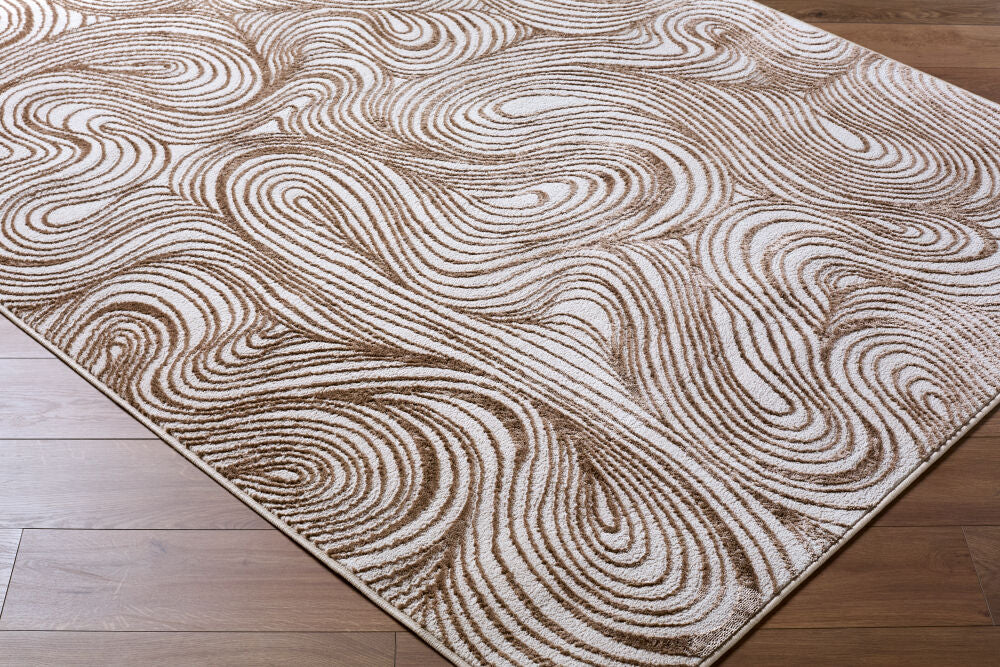 Grenelle Dark Brown/Taupe Machine Woven Rug - corner