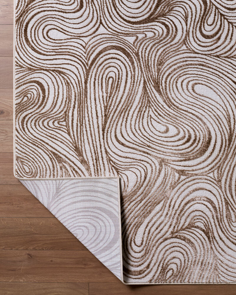 Grenelle Dark Brown/Taupe Machine Woven Rug - fold