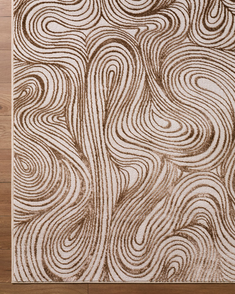 Grenelle Dark Brown/Taupe Machine Woven Rug - overhead