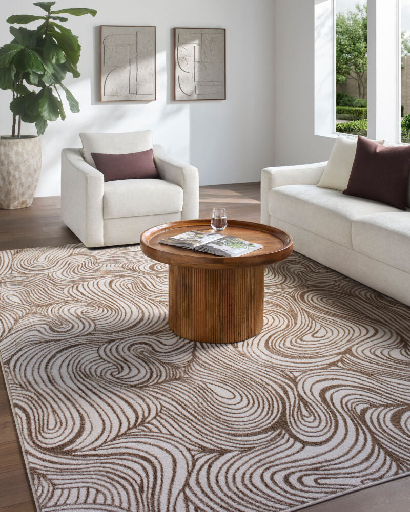 Grenelle Dark Brown/Taupe Machine Woven Rug - roomscene