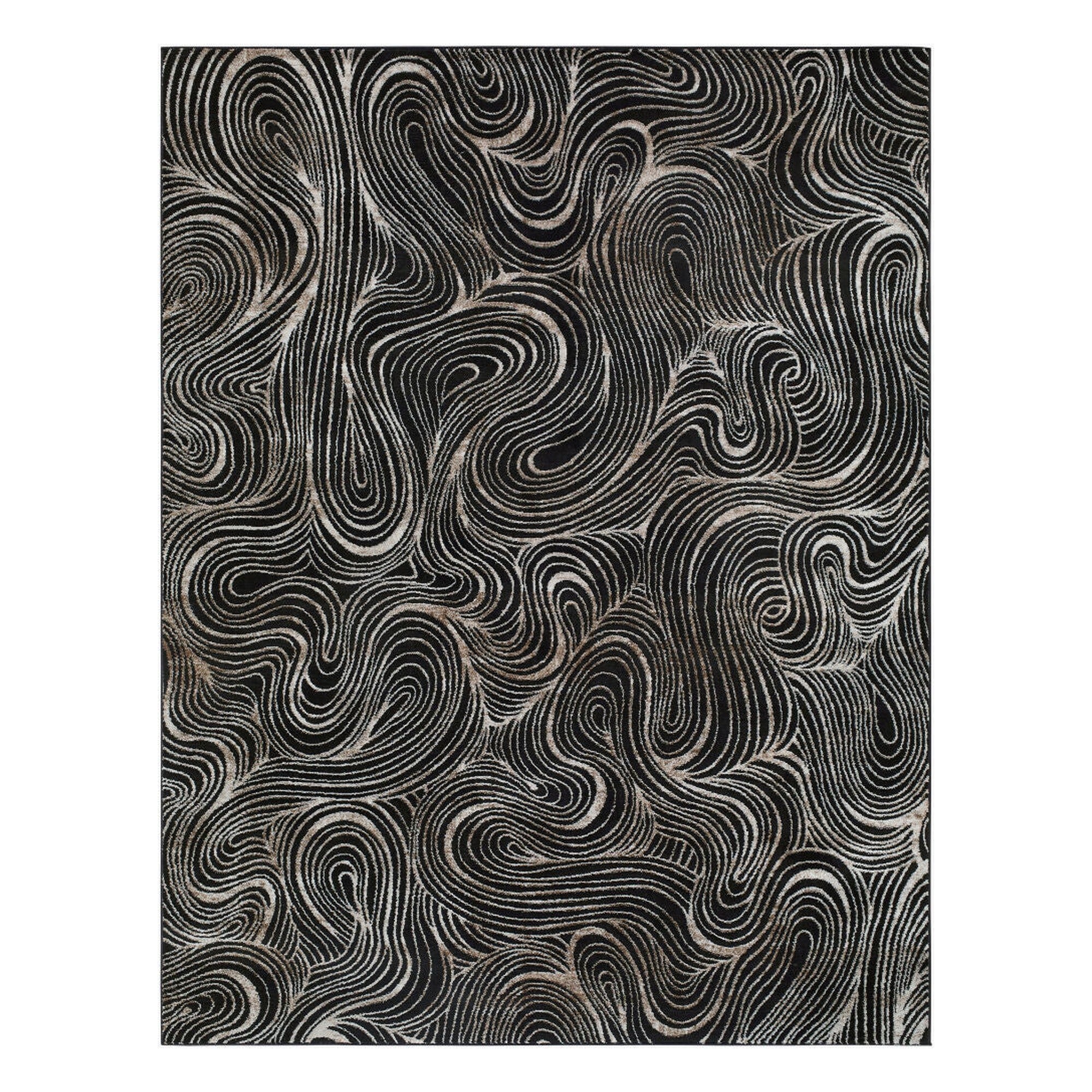 Grenelle Black/Medium Gray Machine Woven Rug - 5'3" x 7'
