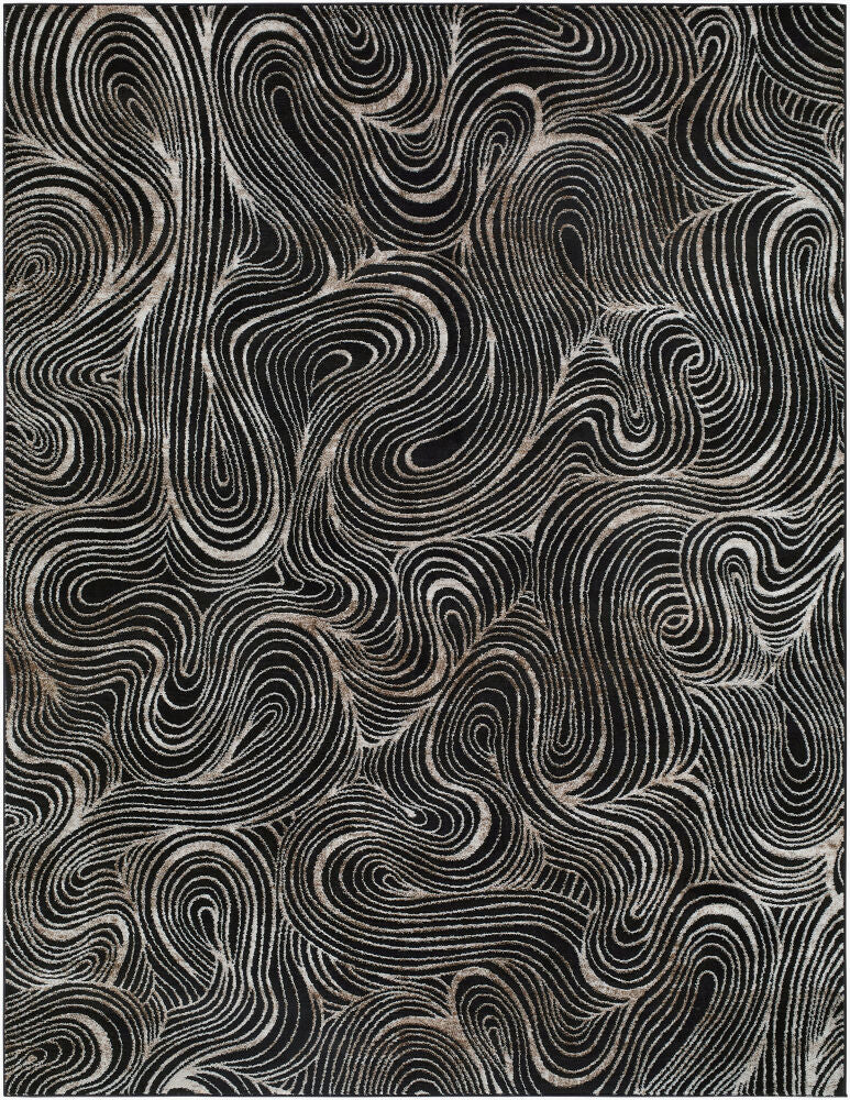 Grenelle Black/Medium Gray Machine Woven Rug - 5'3" x 7'