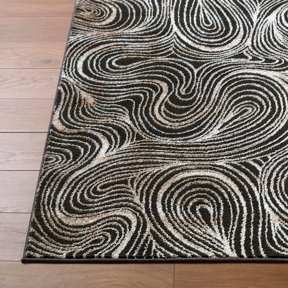 Grenelle Black/Medium Gray Machine Woven Rug - front