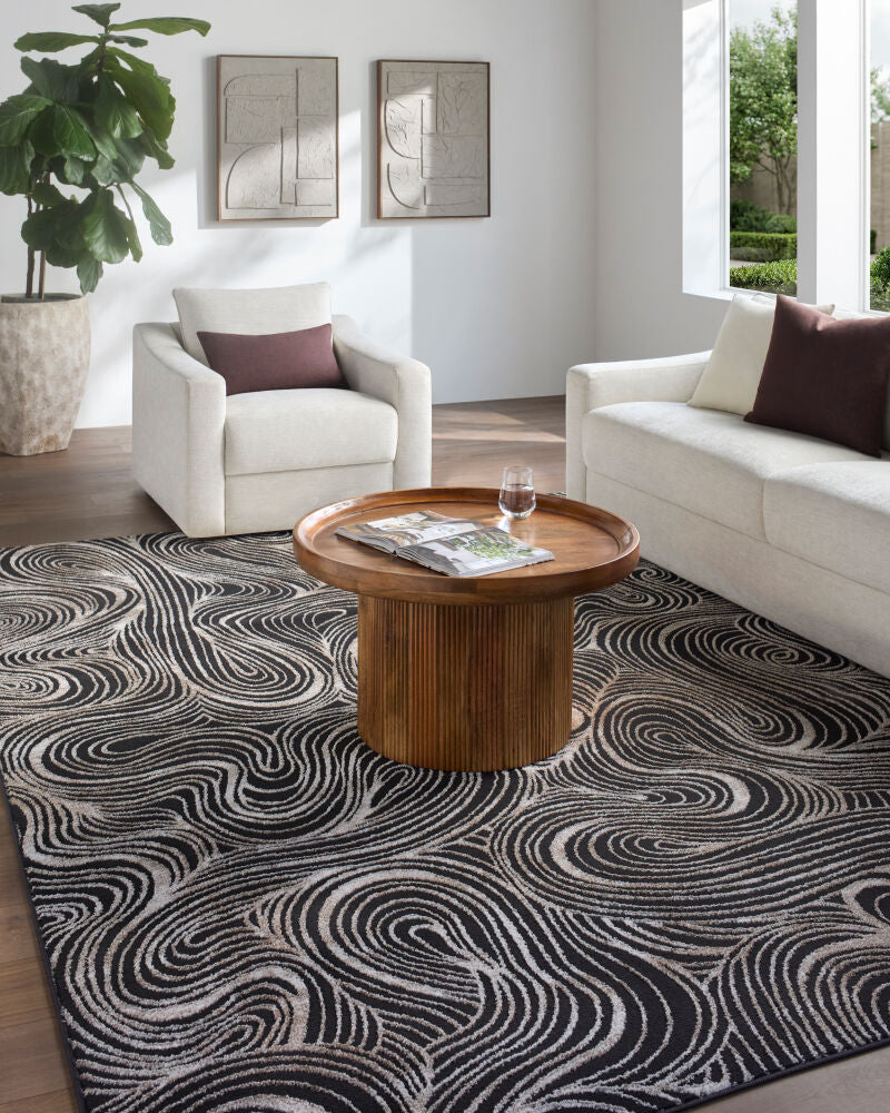 Grenelle Black/Medium Gray Machine Woven Rug - roomscene