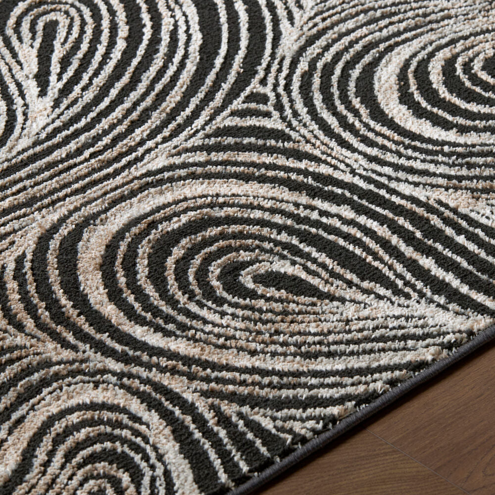 Grenelle Black/Medium Gray Machine Woven Rug - texture