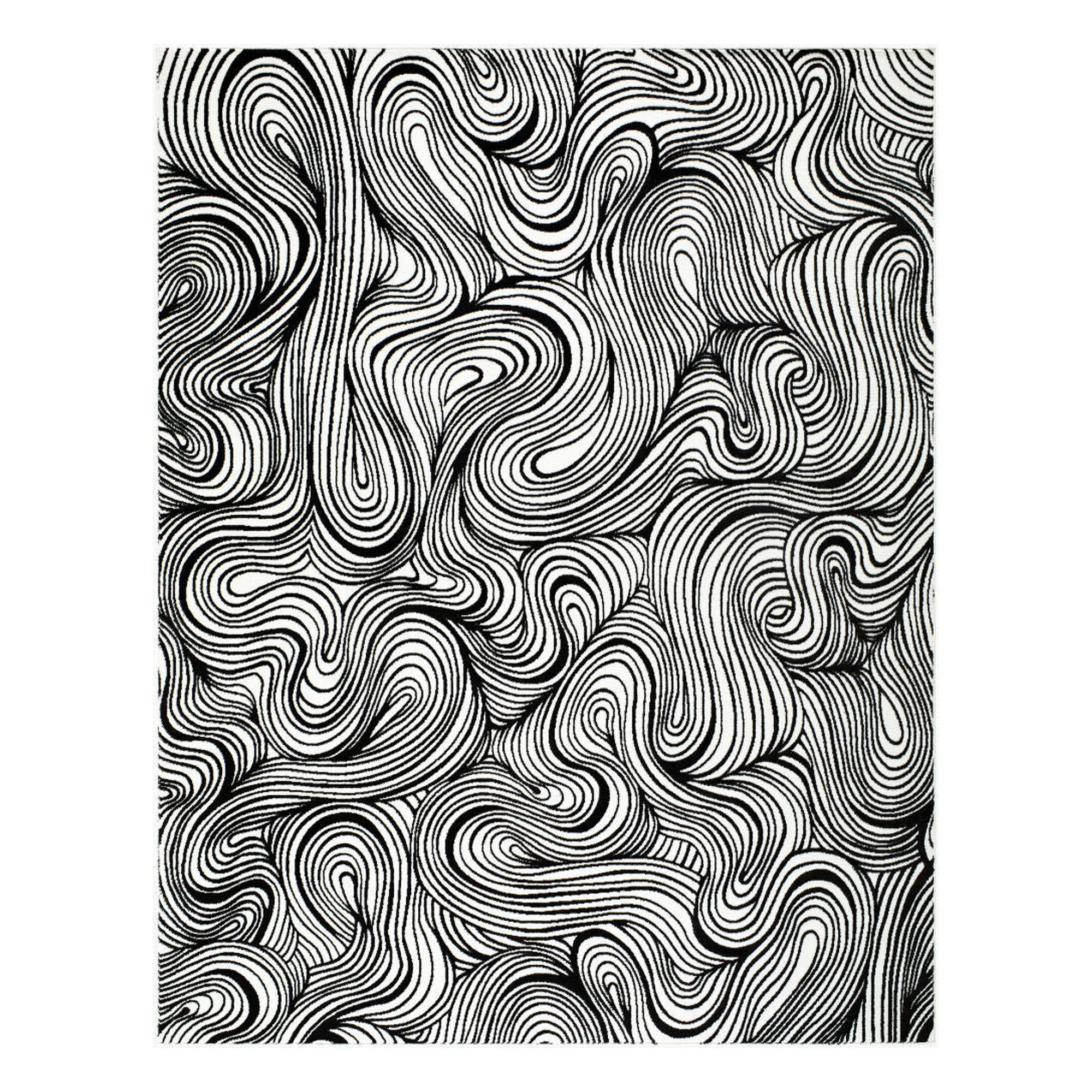 Grenelle Black/Ivory Machine Woven Rug - 5'3" x 7'