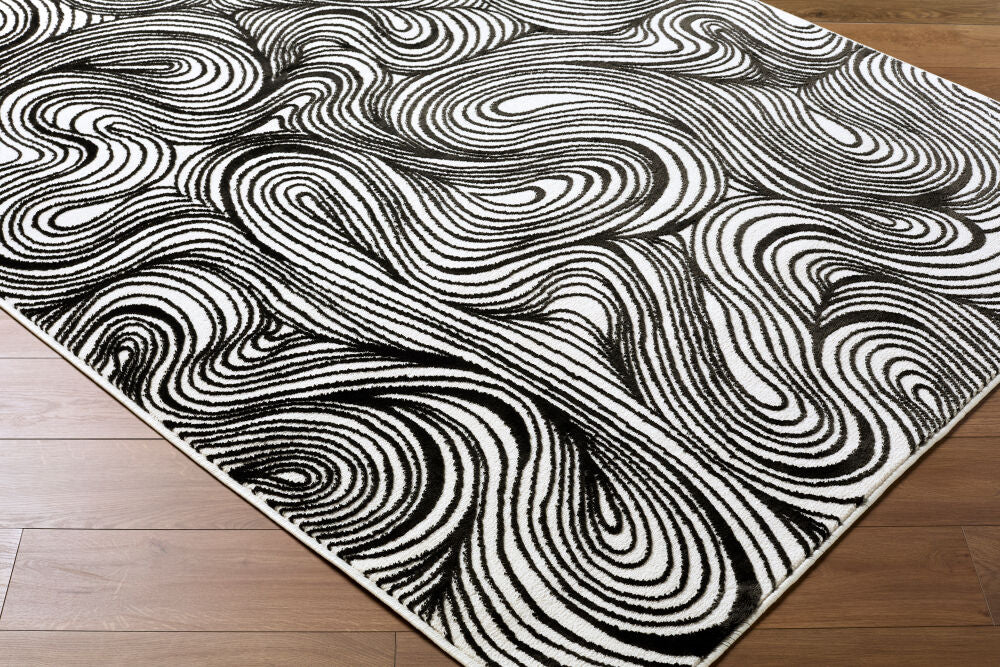 Grenelle Black/Ivory Machine Woven Rug - corner