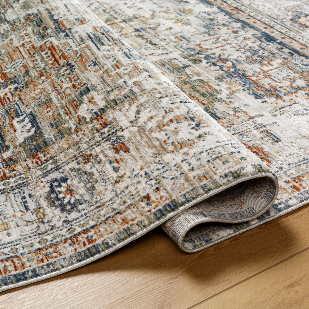 Edmonton Burnt Orange/Tan Machine Woven Rug - fold