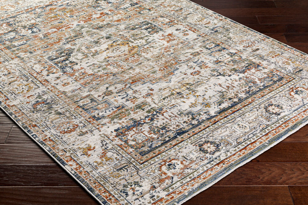 Edmonton Burnt Orange/Tan Machine Woven Rug - corner