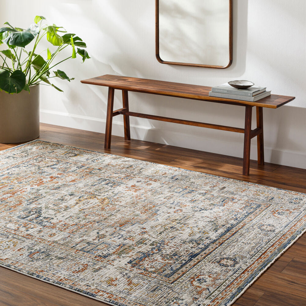 Edmonton Burnt Orange/Tan Machine Woven Rug - roomscene