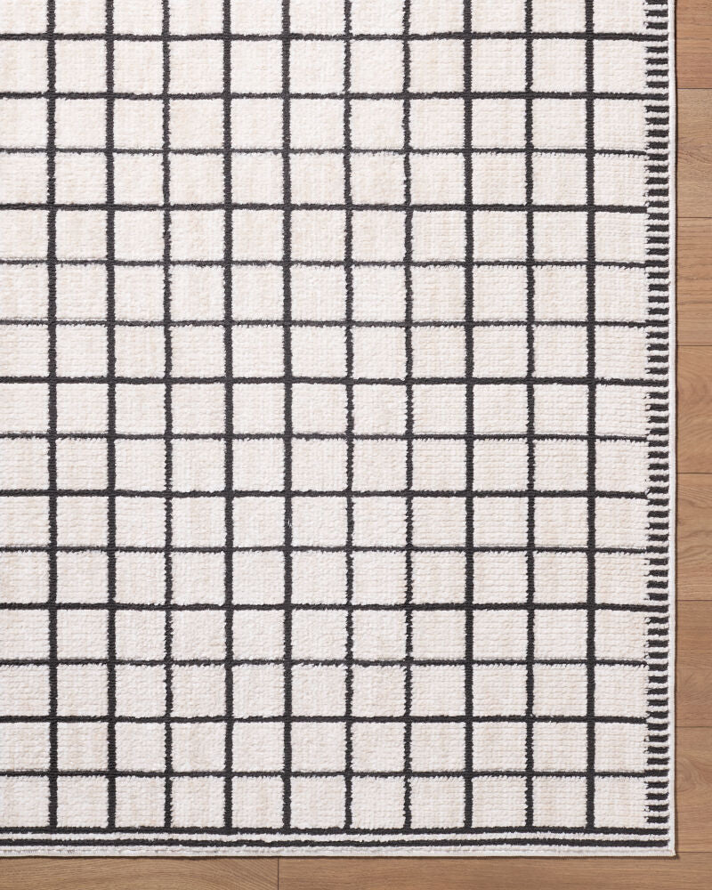 Odeon Black/Ivory Machine Woven Rug - overhead