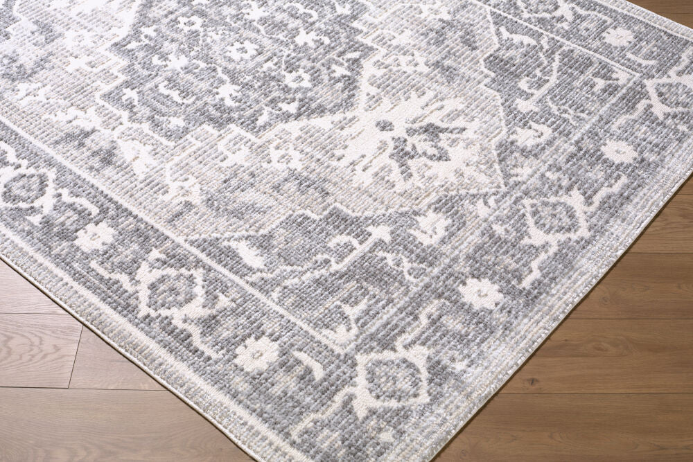 Odeon Charcoal/Medium Gray Machine Woven Rug - corner