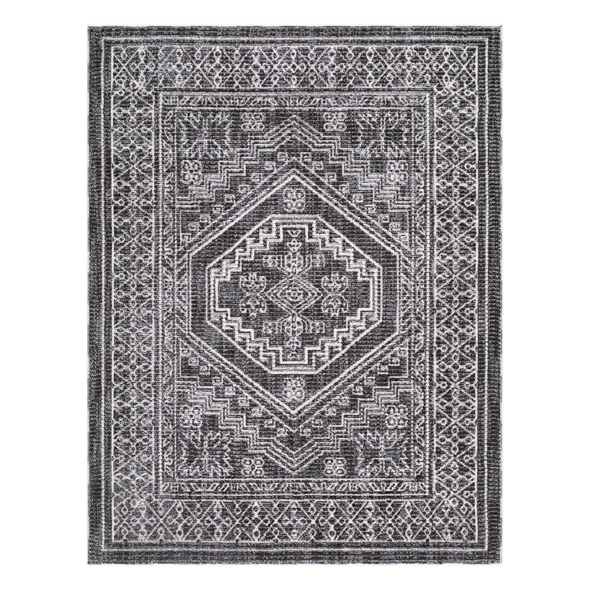 Odeon Black/Medium Gray Machine Woven Rug - 2' x 2'11"