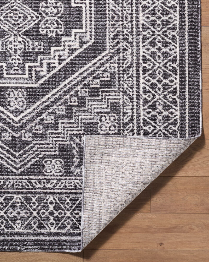 Odeon Black/Medium Gray Machine Woven Rug - fold