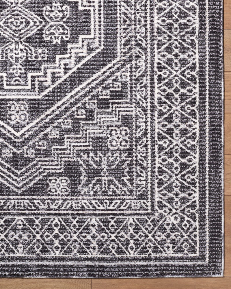 Odeon Black/Medium Gray Machine Woven Rug - overhead