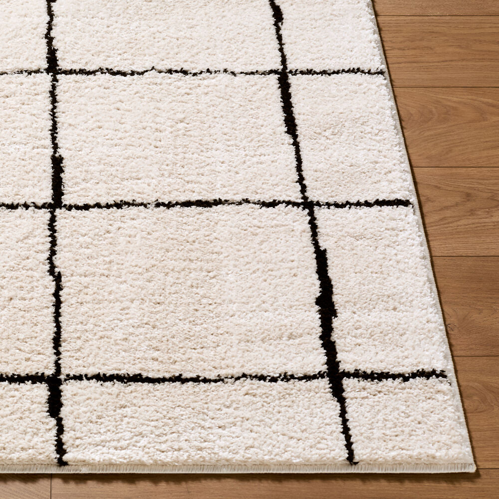Rivoli Black/Cream Machine Woven Rug EDRV-2300 - front