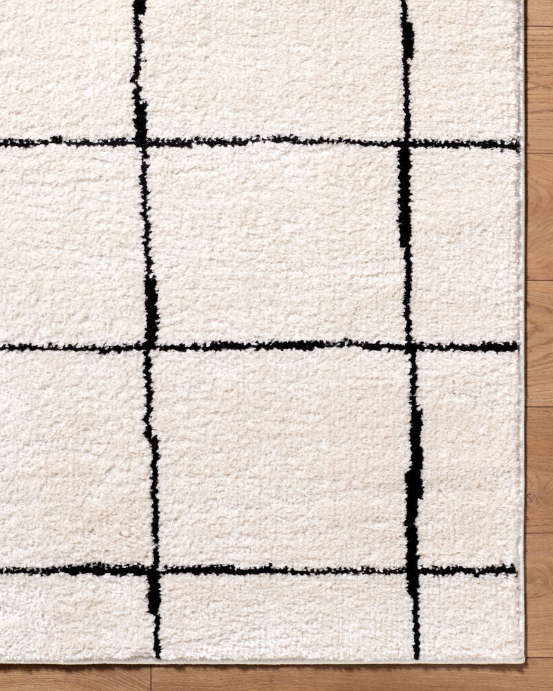Rivoli Black/Cream Machine Woven Rug EDRV-2300 - overhead
